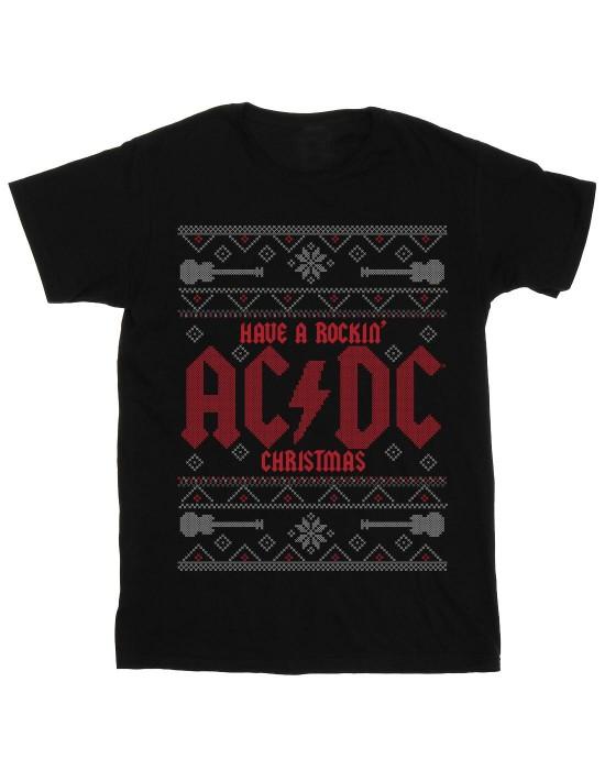 Футболка бойфренда из хлопка ACDC Womens/Ladies Have A Rockin Christmas