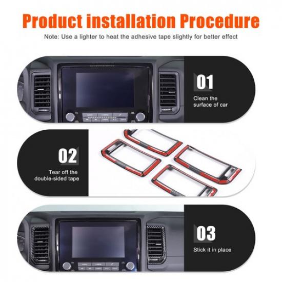 ABS Carbon fiber Center air outlet frame Trim Cover For Nissan Frontier +