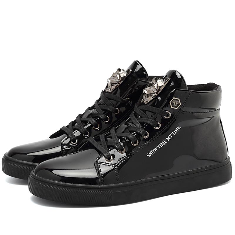 Весенние классические блестящие мужские туфли в британском стиле, повседневная уличная мода, синие высокие кроссовки в стиле хип-хоп, мужские повседневные блестящие туфли