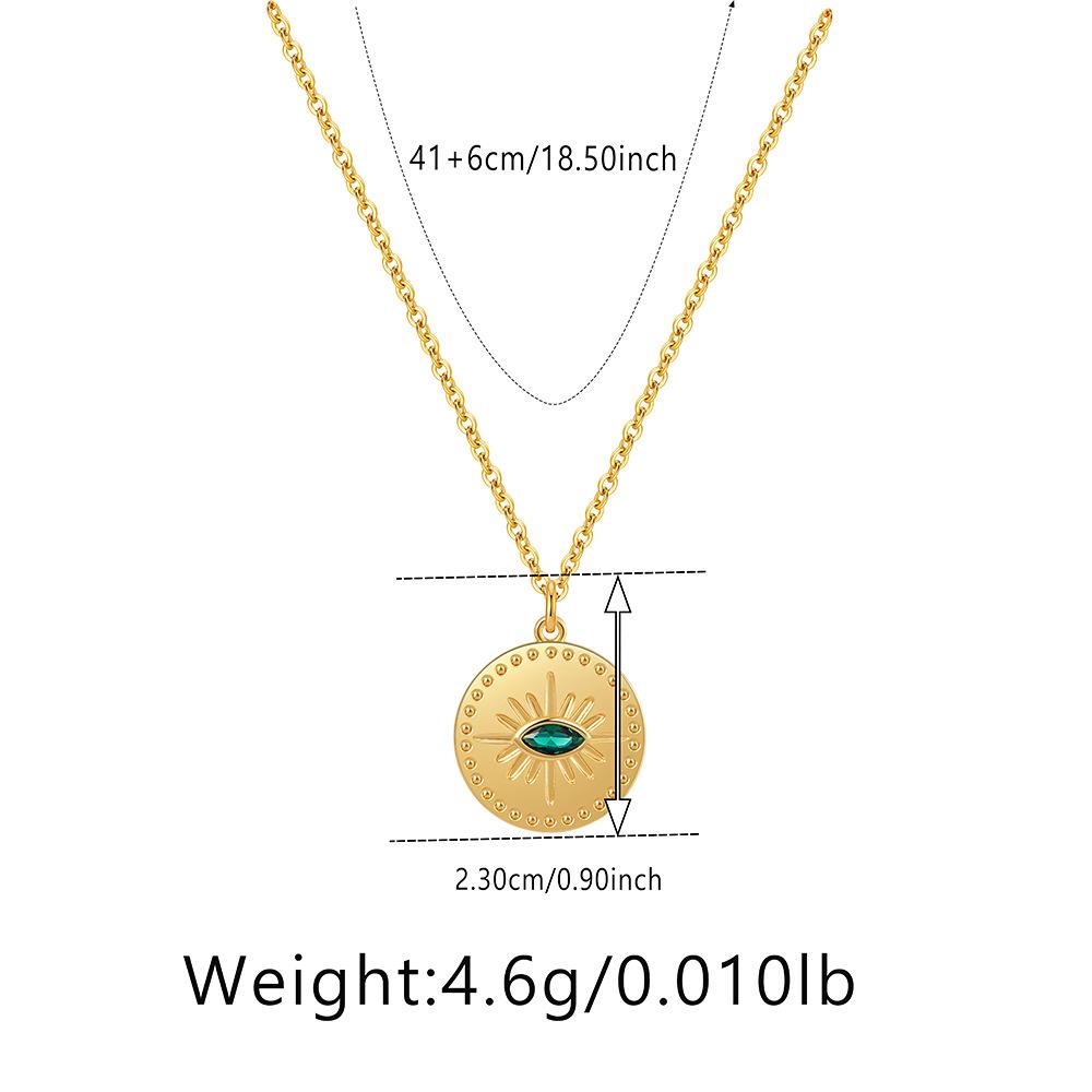 French Style Evil Eye Round Pendant Inlaid Zircon Light Luxury Clavicle Necklace For Women