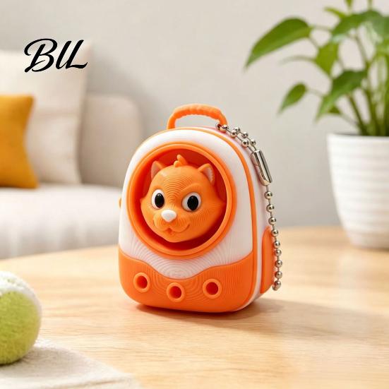 Stress Relief Gadgets Animal Backpack Clicker Fidget Toy, Dog Cat Penguin Parrot Office Desk Toys Finger Clicker, Handbag Decorative Accessory