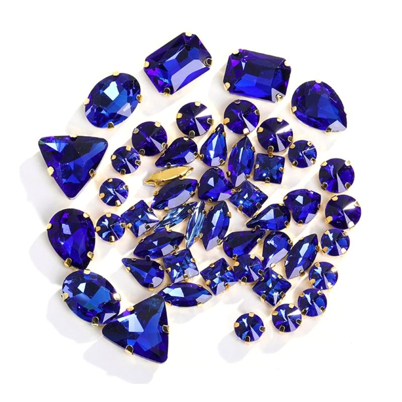 50 шт. Стразы смешанной формы с плоской основой, пришивные драгоценные камни для самостоятельного изготовления обуви, одежды, ювелирных изделий