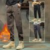 Мужские модные брендовые джоггеры 2025 Осень/Зима с плюшевой подкладкой - Свободные, Универсальные, Спортивные брюки в стиле кэжуал