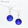 Colorful Round Large Crystal Drop Earrings For Women Wedding Jewelry Fashion Rose Gold Color Eardrop Gift