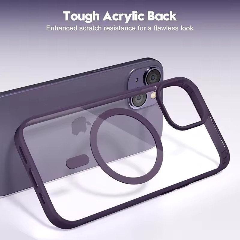 Роскошный прочный магнитный чехол Magsafe Hard Case для iPhone 16 15 14 13 12 11 Pro Max Plus прозрачный матовый тонкий противоударный чехол
