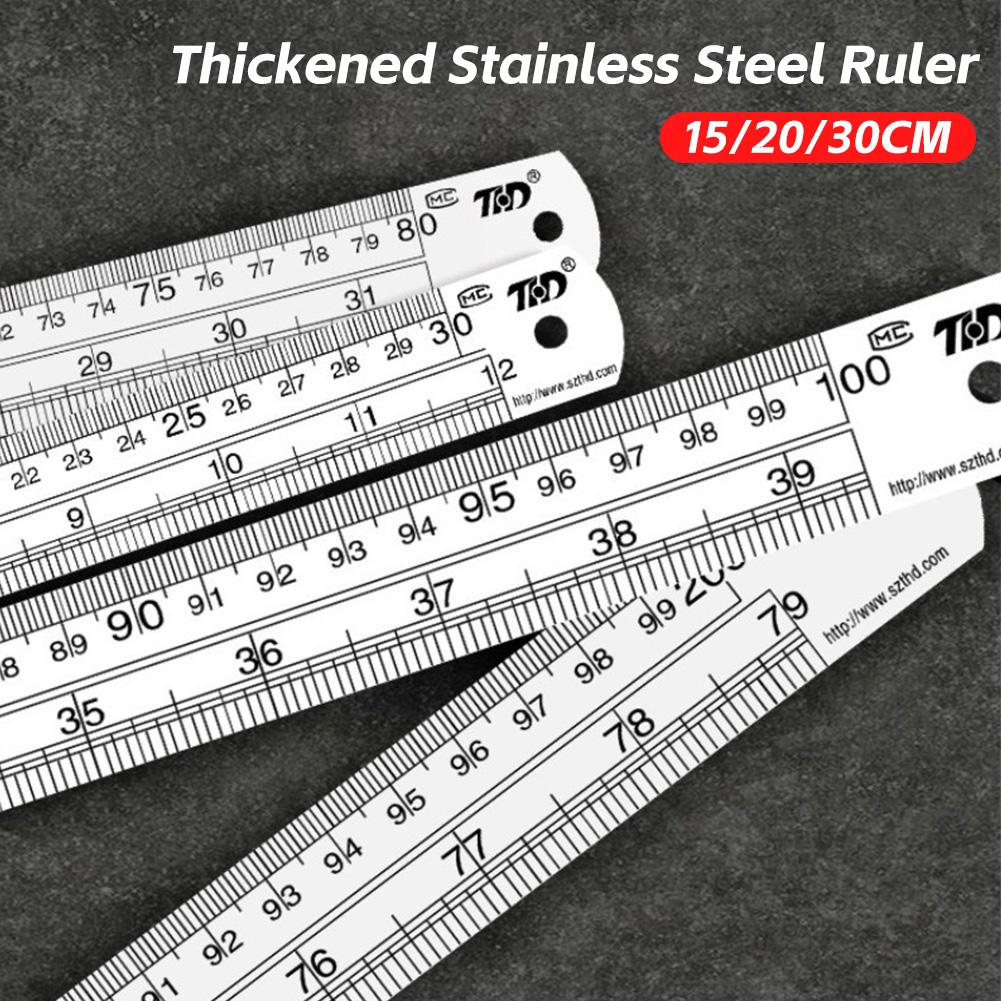 6/8/12inch Dual-Read Ruler Dual-Scale Heavy-Duty Precision Professional Drafting Steel Ruler Office Stationery