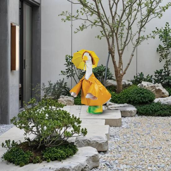 Наряд Гуся для Газона Дождевик со Шляпой-Зонтом Комплект Костюм Гуся для Веранды Одежда для Цементного или Пластикового Гуся