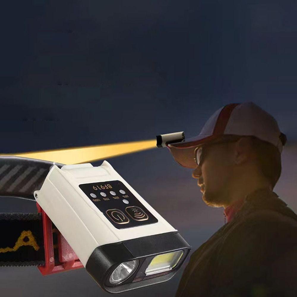 White Clip On Cap Light Double Light Source Rechargeable Headlamp LED Hat Light  Fishing Activities