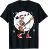Christmas Santa Skeletons Playing Guitar Bass Guitarist T-Shirt