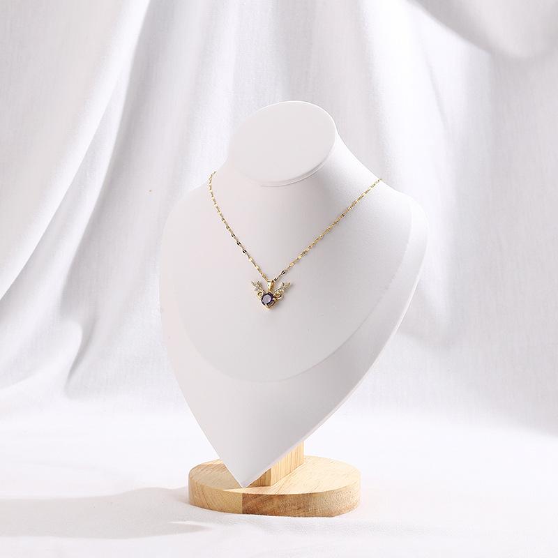 Высококлассная подставка-дисплей для ожерелий и кулонов в форме сердца из массива дерева, для демонстрации ювелирных изделий на витрине прилавка