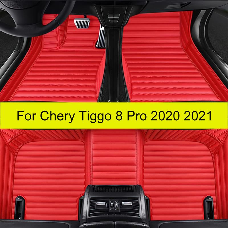 100% Fit Made Leather Car Floor Mats For Chery Tiggo 8 Pro Carpets Rugs Waterproof Anti Slip Foot Pads Accessories