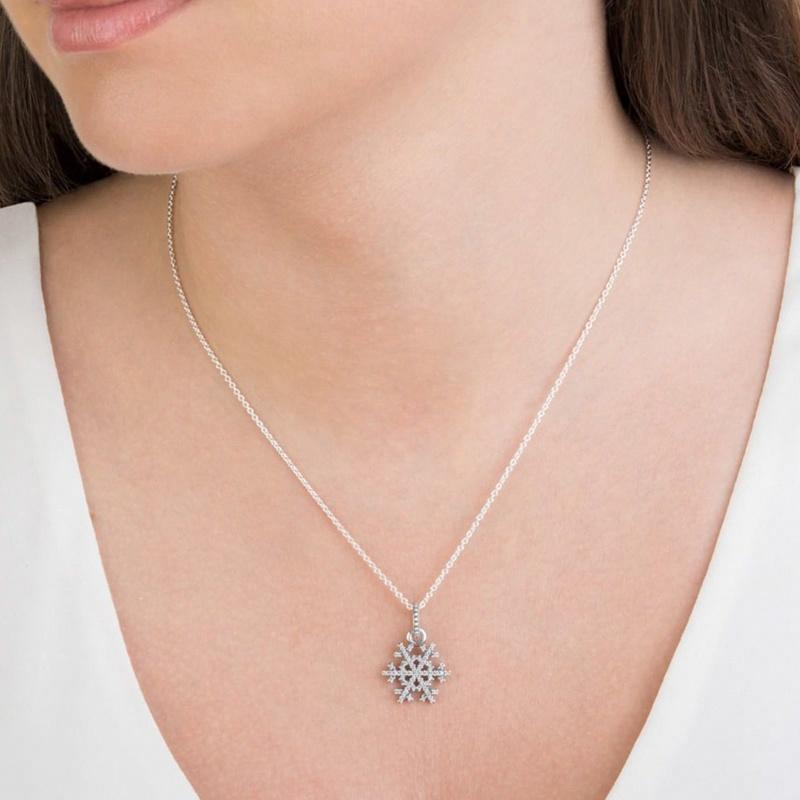 Pandora Winter Kiss Snowflake Pendant 925 Silver Pendant Unisex Couple Style 390354CZ