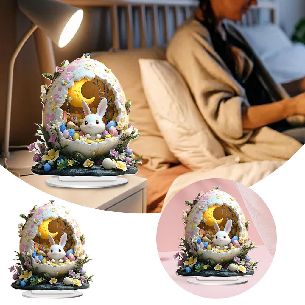 2D Плоские Пасхальные Яйца Милый Кролик Акриловые Настольные Украшения Украшения для Ношения Маленькое Рождественское Украшение