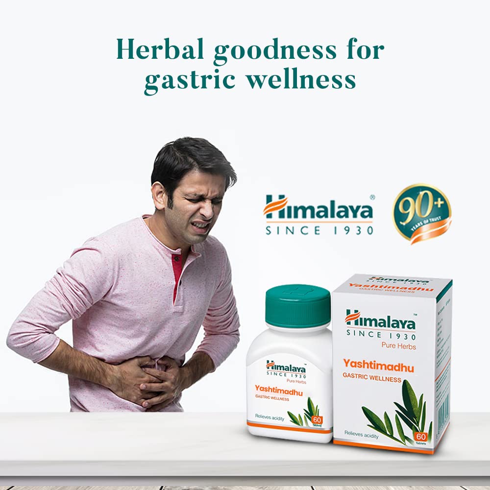 Himalaya Wellness Yashtimadhu Tablets for Gastric Wellness, Pack of 60, Supports Ulcer Relief & Digestive Comfort