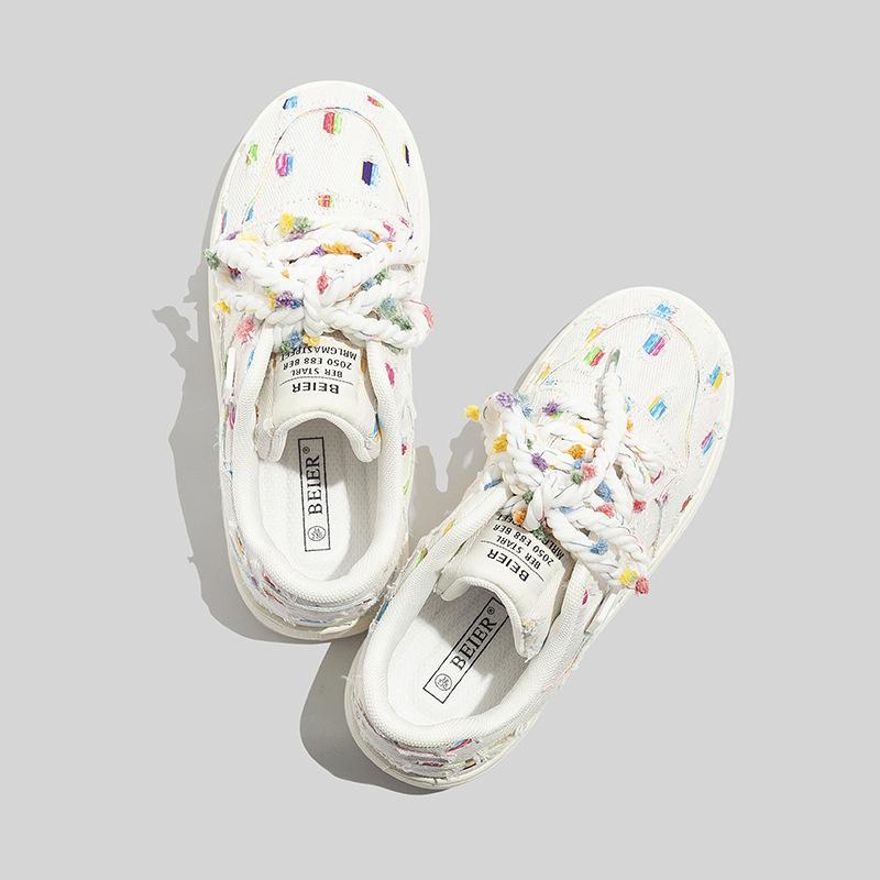 Кеды корейская версия ins все-в-одном студенческие на толстой подошве женские туфли повседневные белые туфли