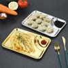 Прямоугольная тарелка из нержавеющей стали для десерта, торта, фруктов, хлеба, тарелка для соуса, закусок, суши, роскошные сервировочные подносы, столовая посуда