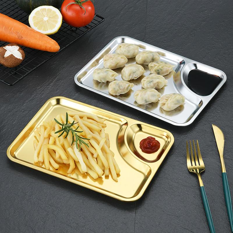 Прямоугольная тарелка из нержавеющей стали для десерта, торта, фруктов, хлеба, тарелка для соуса, закусок, суши, роскошные сервировочные подносы, столовая посуда