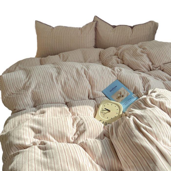 Мягкий и пушистый бархатный комплект постельного белья из 4 предметов цвета таро: Плотный, Теплый, Двусторонний Коралловый Флис для Осени и Зимы