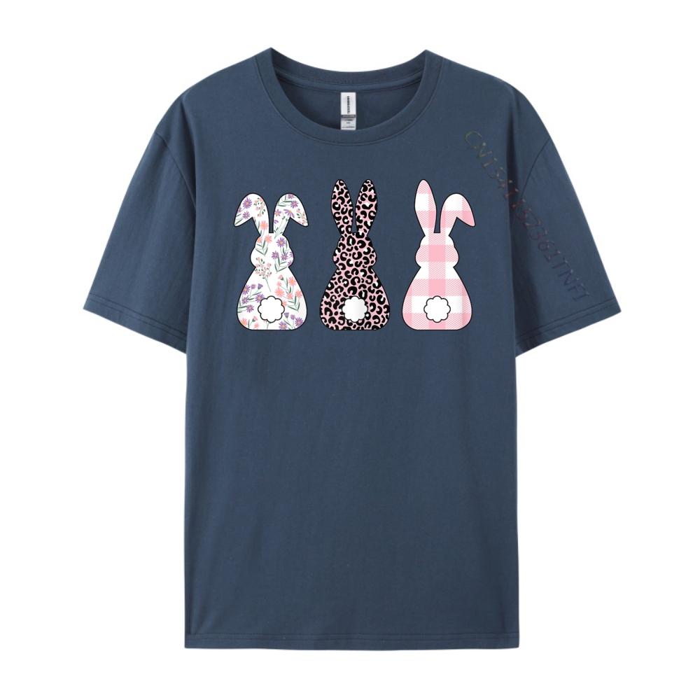 Cute Pink Leopard Plaid Flower Happy Easter Bunny Rabbit Graphic Tees Vintage Streetwear Tops T Shirt