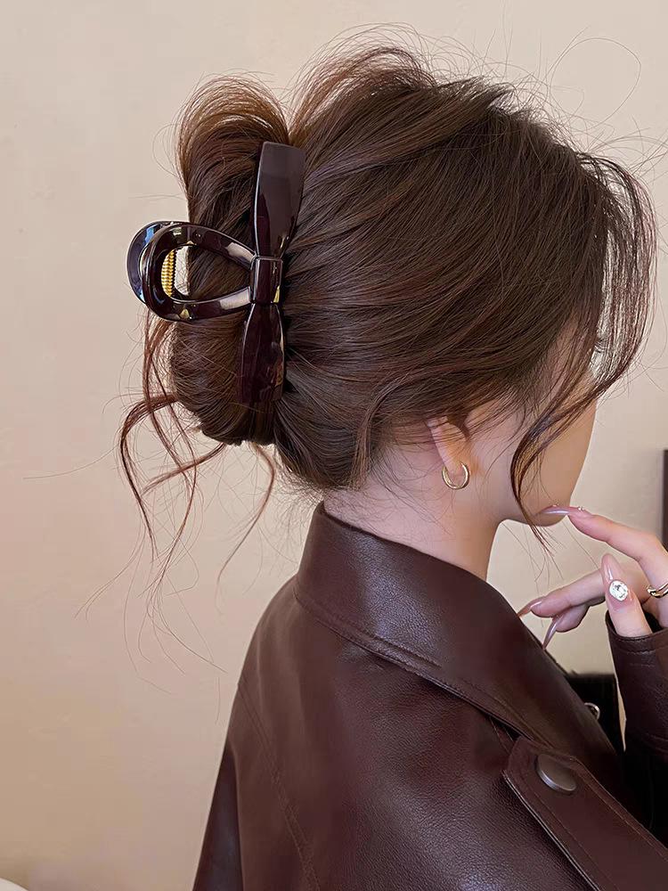 Шоколадно-коричневый высококлассный зажим-краб для волос, зажим-акула для женщин - новый аксессуар для волос 2025