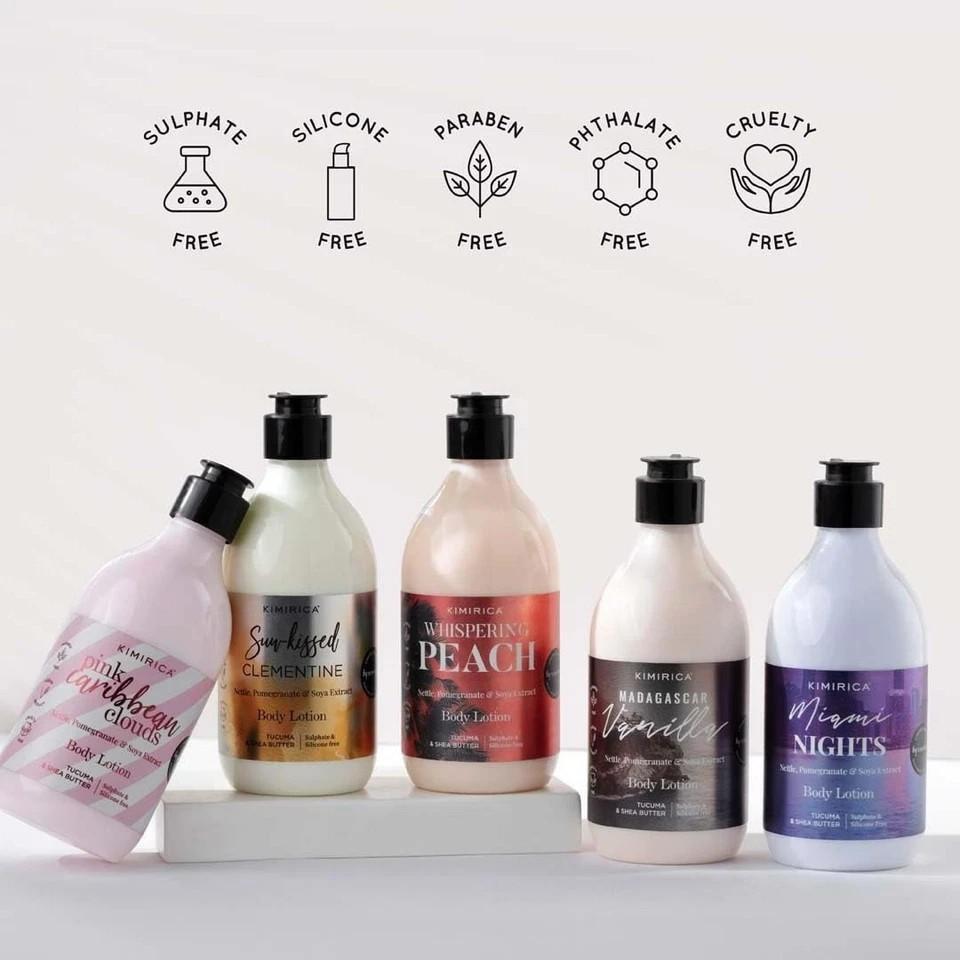 Kimirica Body Lotion 100% Vegan,Sulphate Free ( Pink Caribbean Clouds ) 300ml