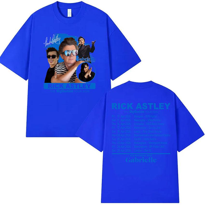 Rick Astley The Reflection Tour 2026 Print T Shirt Unisexs Vintage Fashion Cotton Short Sleeve Tshirts Hip Hop Clothing Tshirt