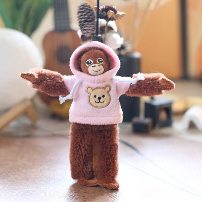 Hoodie Monkey Keychain Pp Cotton Plush Pendant Portable Gift For Girls Kids
