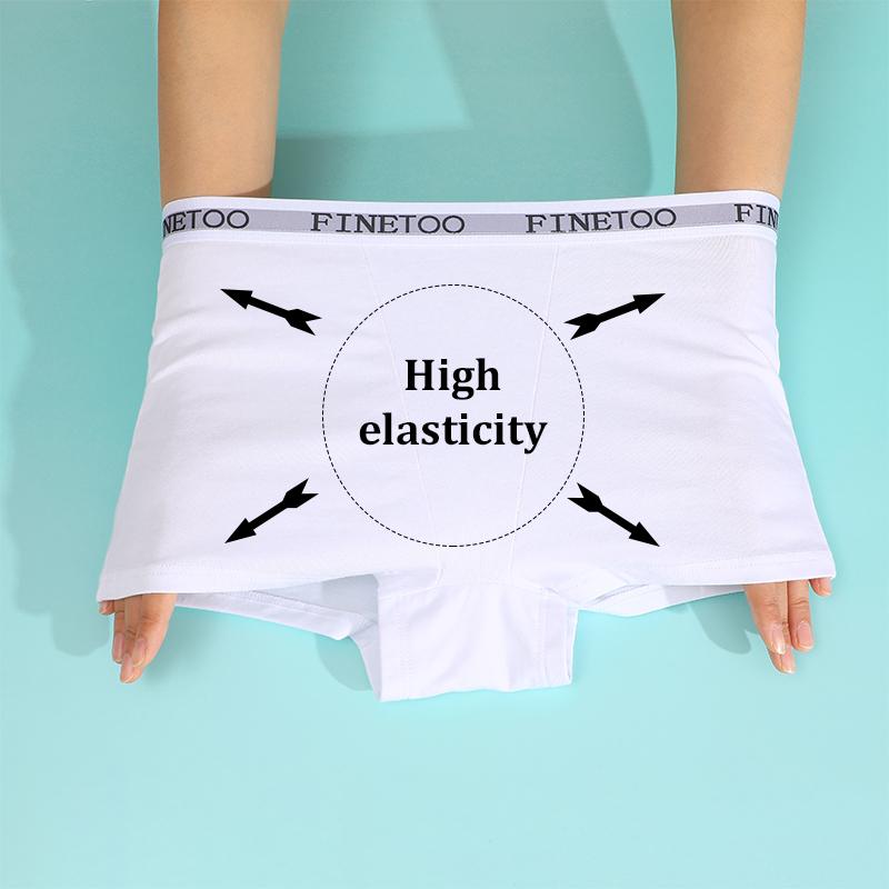 FINETOO 2Pcs/Set Low Waist Women's Underwear Cotton Boxer Plus Size Short Pants For Lady Sexy High Stretch Underwear S-XXL Brief