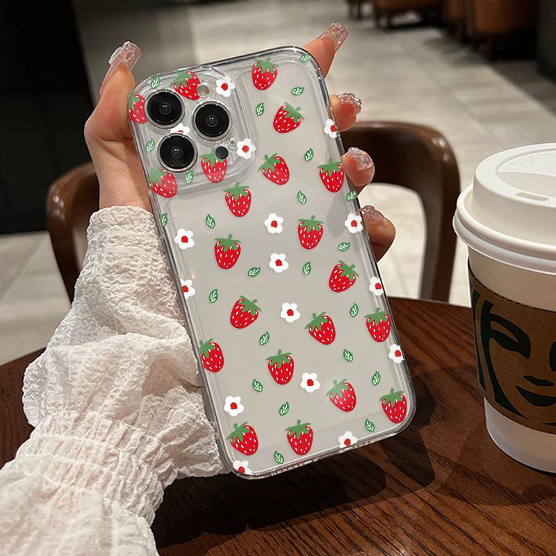 Летняя жизнерадостность клубника чехол для мобильного телефона iPhone11 ультратонкий прозрачный противоударный защитный чехол Apple 17 мягкий чехол стиль милой девушки