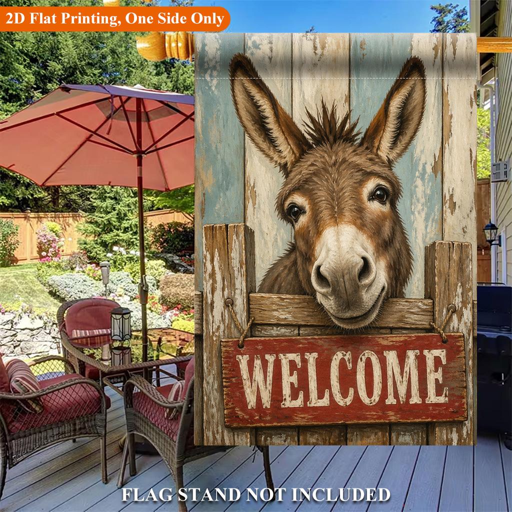 Funny Donkey Garden Flag, Polyester Fabric Single Sided, for Halloween Party Indoor Outdoor Decor
