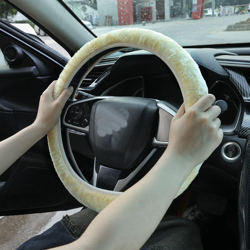 Универсальный плюшевый чехол на руль автомобиля, защитный чехол, декоративные теплые чехлы, выдвижные аксессуары для салона автомобиля