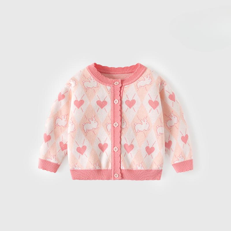 Дети любят кролика чистый хлопок свитер весна и осень девочка милый свитер кардиган пальто