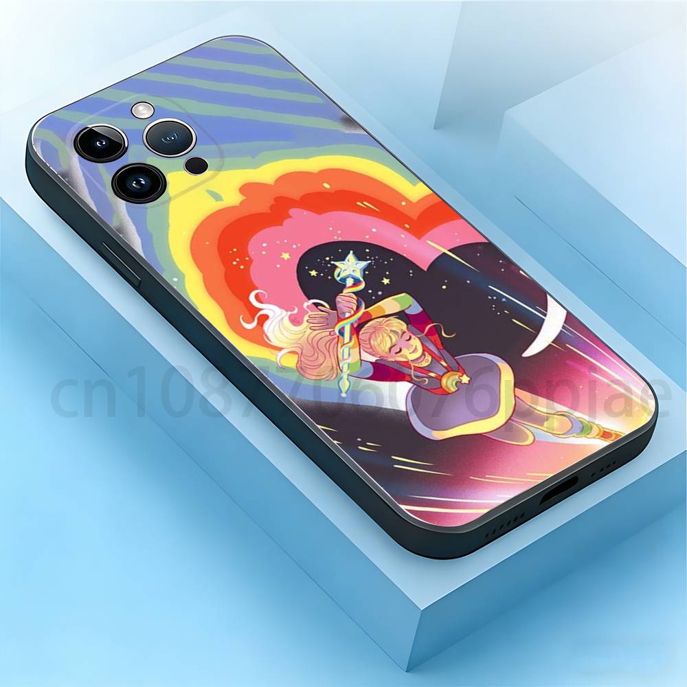 Cartoon R-Rainbow Brite Phone Case For iPhone 17,16,15,14,13,12,11,XR,Pro,Max,Plus,mini, Silicone Black Cover