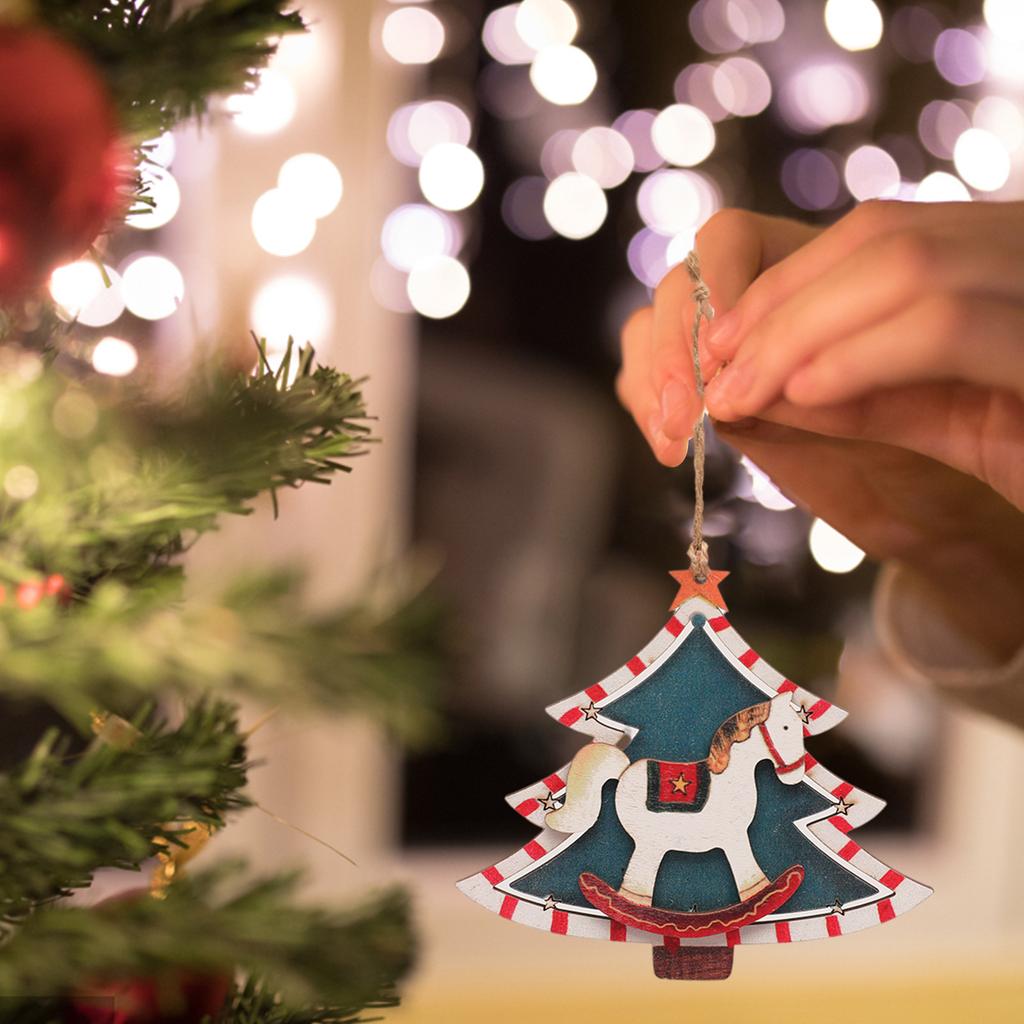 Рождественская елка Декор Санта Снеговик Лось Лошадь Мини Рождественский Декор Подвеска Милый Деревянный Декор Рождественская Елка Подвеска