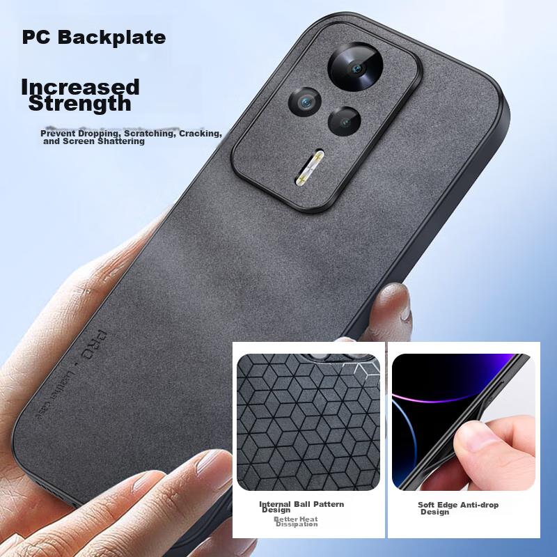 Redmi K60E Phone Case, Redmi K60e Protective Cover, Shockproof Camera Full Coverage Soft, Simple Luxury Silicone Outer Case, WoAnd Leather Case, Black