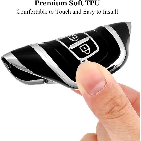 for Hyundai Kia Key Fob Cover, Soft TPU Protection Case Compatible with Hyundai Sonata Azera Elantra Genesis Kia Forte Optima Sorento Sportage Smart