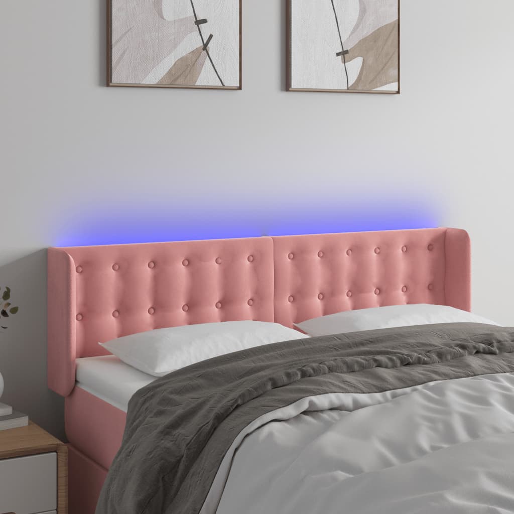 LED Headboard Pink 147x16x78 88 cm Velvet