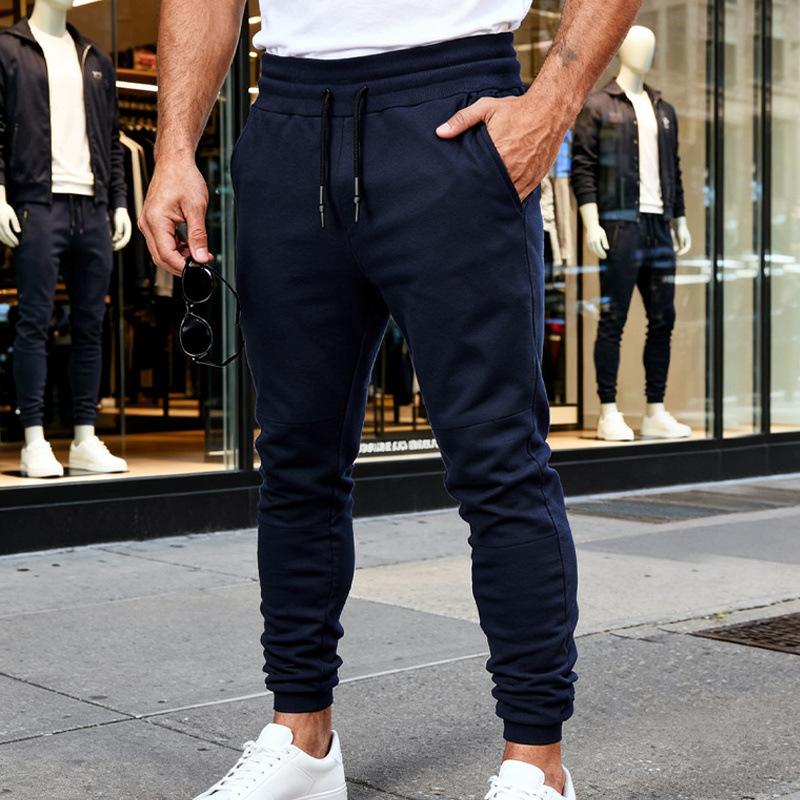 Мужские зауженные джоггеры с эластичным поясом на шнурке, повседневные спортивные брюки с карманами