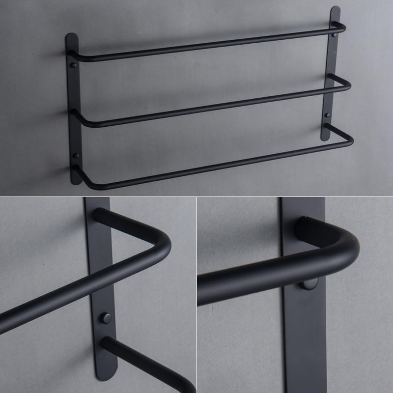 Promotion!Three Stagger Layers Towel Holder Bars Towel Rack Bathroom Accessories Set 304 Stainless Steel Matte Black