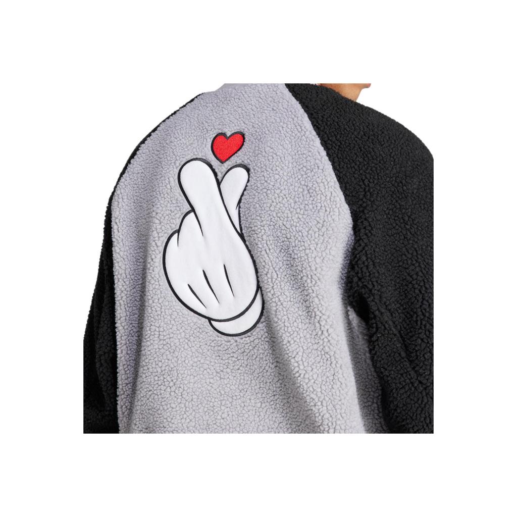 Adidas Мужская университетская куртка Originals X с рисунком перчаток Микки Мауса и нашивками на рукавах, серая IY2265