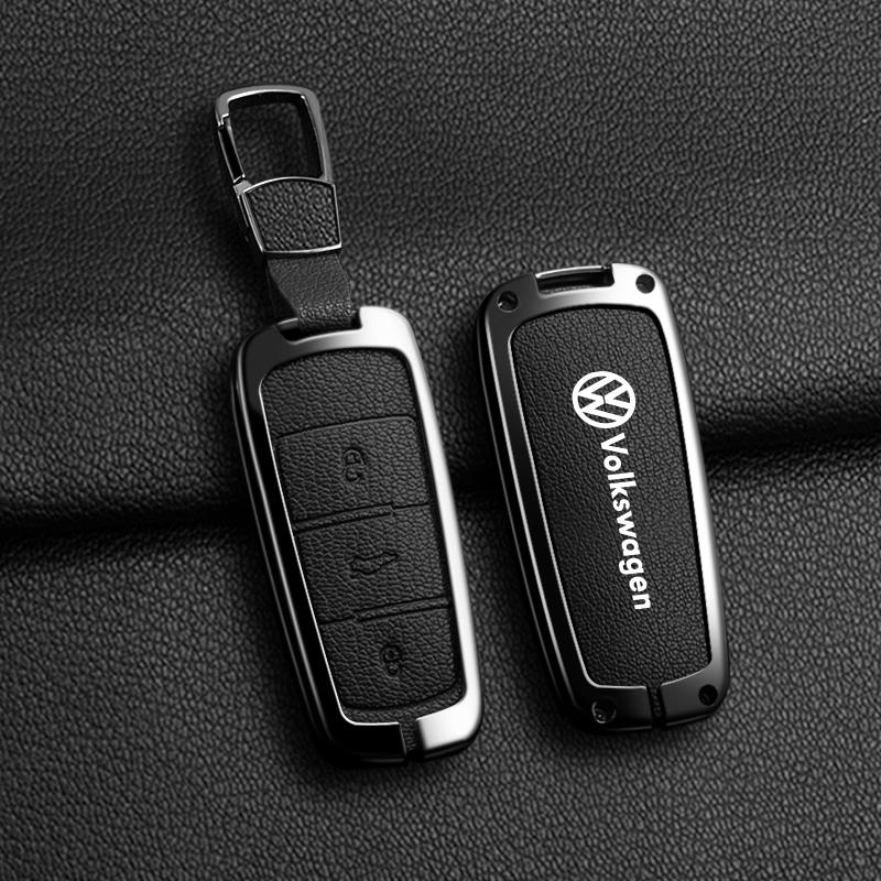 Leather Car Zinc Alloy Key Case Cover Remote Shell For Volkswagen VW Passat 3C CC B6 B7 B7L R36 Maogotan B5 Keychain Accessory zw5