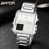 Fashion Sanda Brand Men's Watches 3 Time Zone Sport Military Steel Quartz Watch Led 30m Waterproof Male Clock Relogio Masculino