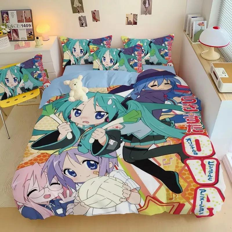 Anime Duvet Cover Pillowcase Kawaii H-Hatsune Miku Bedding Set Adult Boy Girl Bedroom Decoration Single Double Size