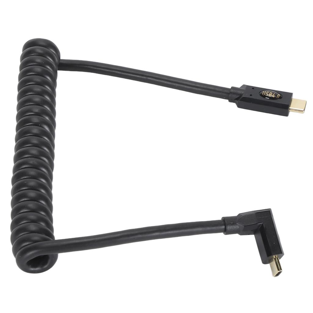 Retractable Coiled USB Type C to C Cable 3.3ft 40Gbps Supports 8K UHD Fast Charging USB 4.0 Data Syncing Wire for Laptop
