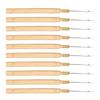 10pcs Hook Needle Wooden Handle Hair Extension Hook Needle Wig Tools