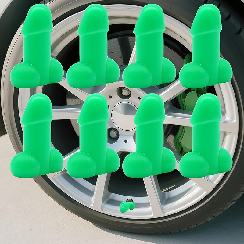 Tire Valve Stem Caps Funny | Prank Valve Stem Covers | Glow in The Dark Tire Air Caps | Fluorescent Dustproof Waterproof Durablel Universal Wheel