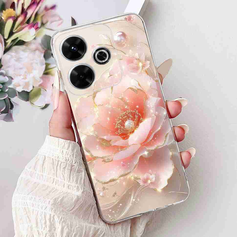 For Xiaomi Redmi 13 4G Case Fashion Girl Flower Silicone Soft TPU Shockproof Cover Coque For Redmi13 redemi13 Bumper Phone Case