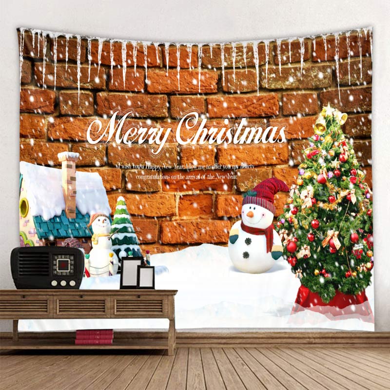Рождественский полиэфирный настенный фон с принтом для гостиной, спальни, домашнего декора, гобелен Tapisserie de Noël