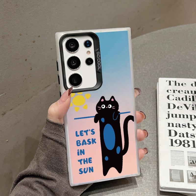 Черный чехол Cat для iPhone 16 Samsung A55 A35 A34 S24 FE Xiaomi Redmi Note 13 Pro 14C Huawei Honor 200 противоударный бампер для телефона с защитой от царапин