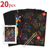 20/50 Pcs Rainbow Magic Scratch Off Paper Set for Kids Arts Scraping Painting Drawing Toys DIY Graffiti Book Montessori Educational Toys